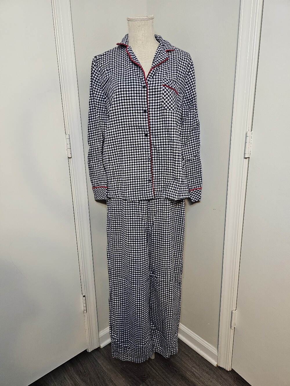 Charter Club Navy and White Gingham Pajama Set